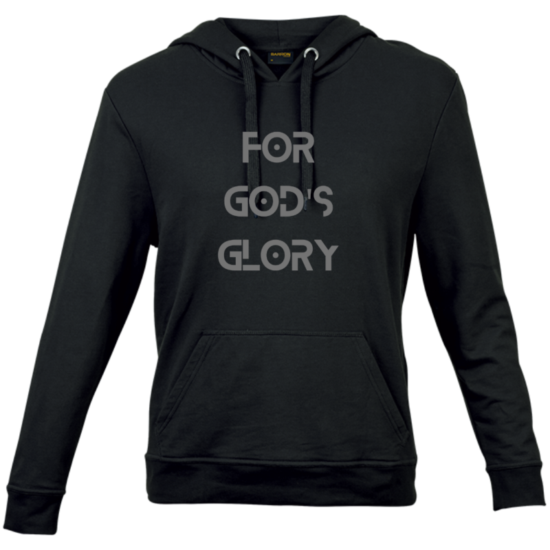 For God's Glory- Unisex Hooded Sweater- Black with grey text