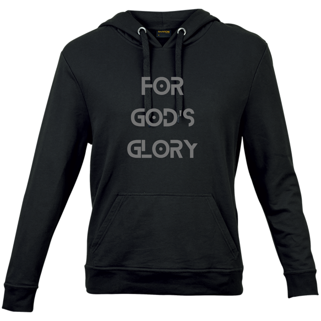 For God's Glory- Unisex Hooded Sweater- Black with grey text