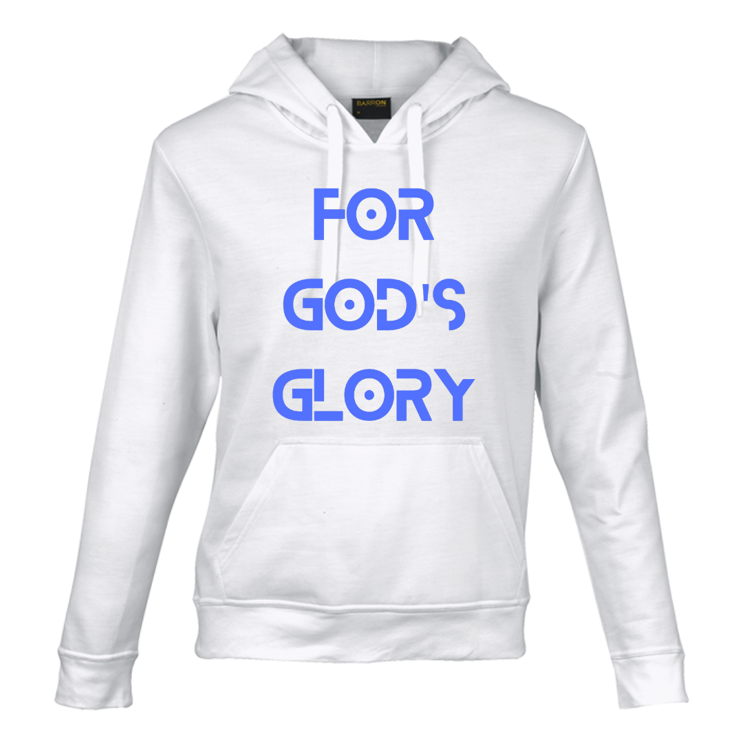 For God's Glory- Unisex Hooded Sweater- Black with blue text - Image 3