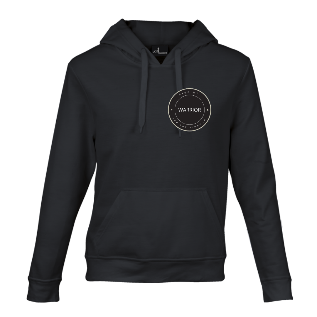 Embroidered Graphic- Rise Up Warrior for the Kingdom- Black Hooded Sweater