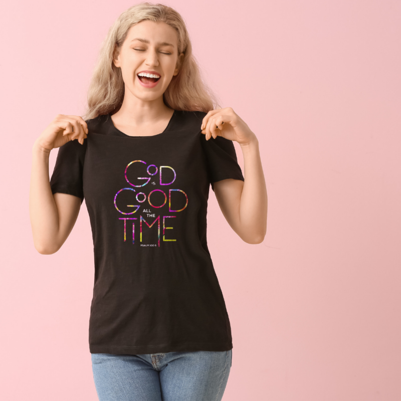 God Is Good-Ladies Crew neck- Black