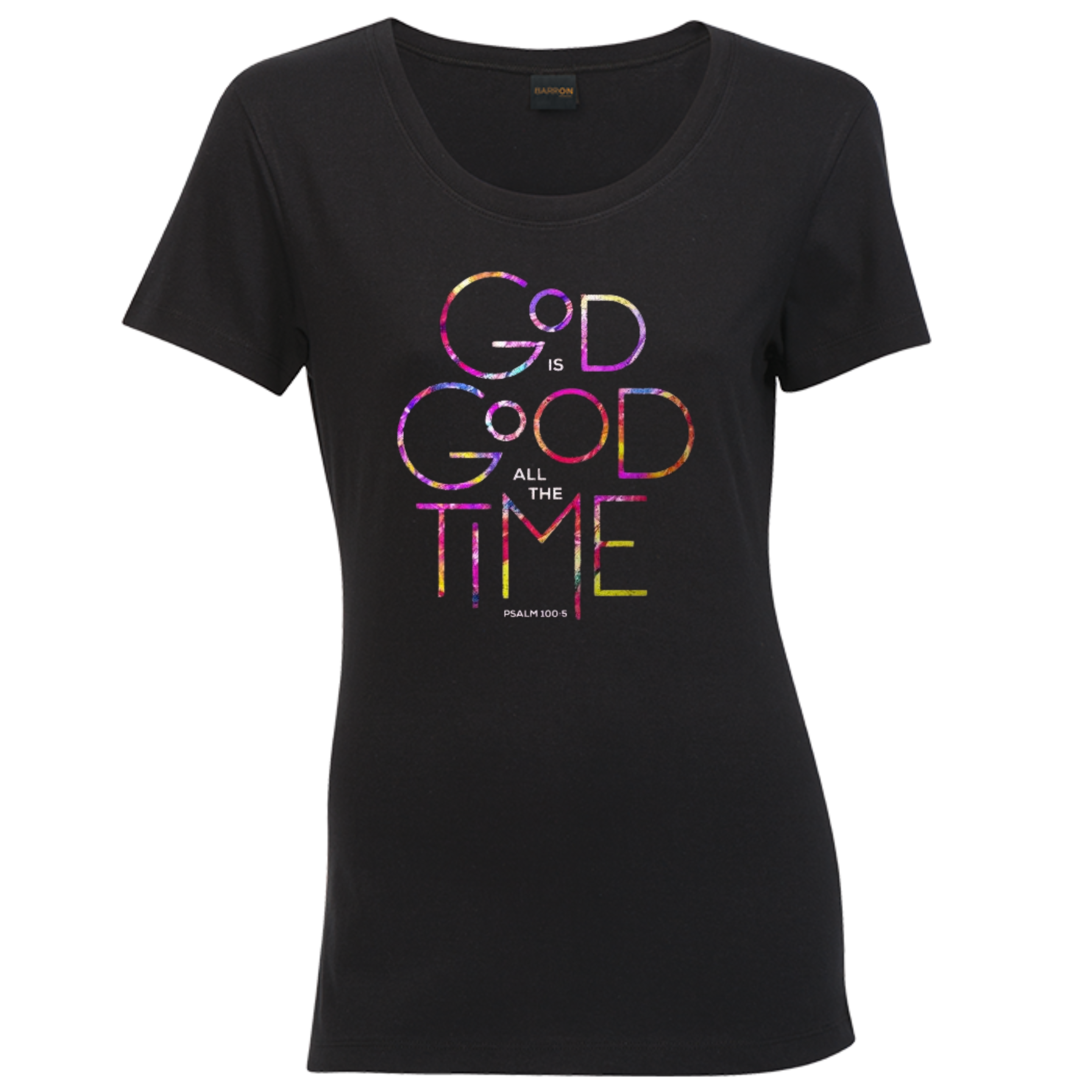 God Is Good-Ladies Crew neck- Black - Image 2